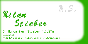 milan stieber business card